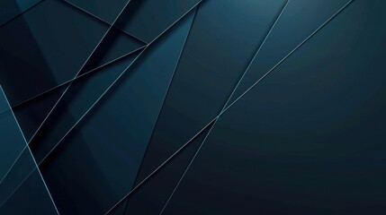 Abstract Blue Lines and Shapes on Dark Background - Geometric Minimalist Design for Banner Template with White Space for Text - Modern Simple Wallpaper with Copy Space