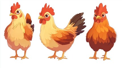 Fototapeta premium set of four chickens with a white background