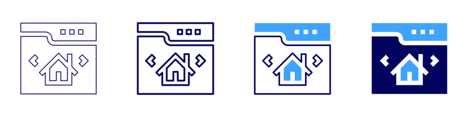 Real estate investment webinar icon in 4 different styles. Thin Line, Line, Bold Line, Duotone. Duotone style. Editable stroke