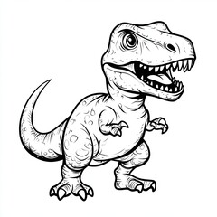 Fototapeta premium Adorable Cartoon T Rex Coloring Page Simple Dinosaur Illustration for Kids