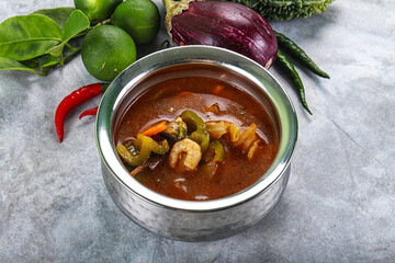 Spicy and Sour Soup with Prawns