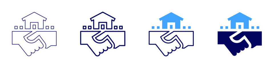 Real estate marketing tools icon in 4 different styles. Thin Line, Line, Bold Line, Duotone. Duotone style. Editable stroke