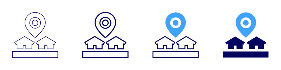Real estate retirement planning icon in 4 different styles. Thin Line, Line, Bold Line, Duotone. Duotone style. Editable stroke