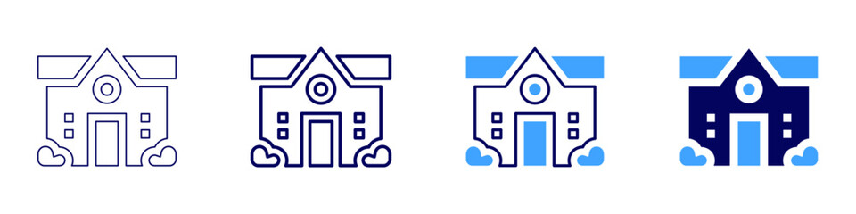 Real estate sale trends icon in 4 different styles. Thin Line, Line, Bold Line, Duotone. Duotone style. Editable stroke