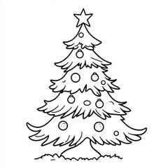 Simple Christmas Tree Coloring Page Illustration Festive Holiday Activity for Kids