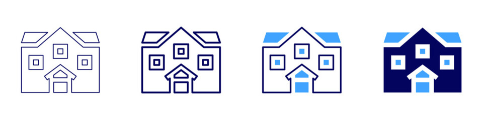 Real estate sales leads icon in 4 different styles. Thin Line, Line, Bold Line, Duotone. Duotone style. Editable stroke