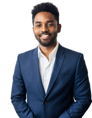 Portrait of only one Man. White Background.