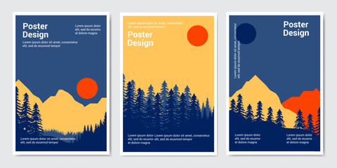 adventure mountain background illustration for poster, web, landing, page, cover, ad, greeting, card, promotion