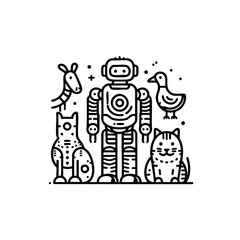 Futuristic animal robot vector illustration with a sleek and modern design. Perfect for sci-fi projects, branding, merchandise, and digital art.