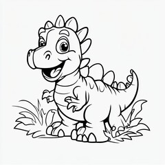 Fototapeta premium Dinosaur Coloring Book Page Simple Illustration for Kids