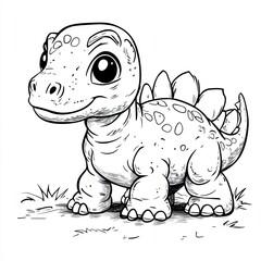 Fototapeta premium Dinosaur Coloring Book Illustration Simple Prehistoric Designs for Kids