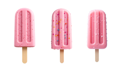 Frozen pink popsicle ice cream isolated png cutout on white background