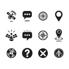 Navigation and Communication Icons Set vector art Illustration