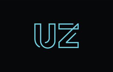 Obraz premium Illustration of creative typography featuring stylized letters U and Z with a minimal blue color theme, suitable for branding and graphic design inspiration.