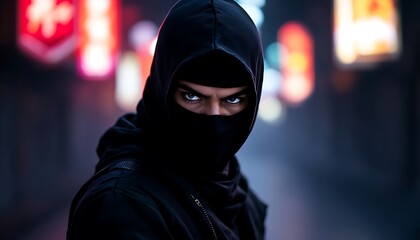 Mysterious Ninja in Urban Night