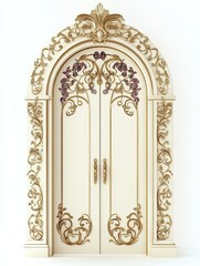 Obraz premium Ornate Double Doors with Gold Accents and Floral Design