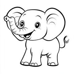 Naklejka premium Charming Elephant Coloring Book Page Simple Illustration for Kids