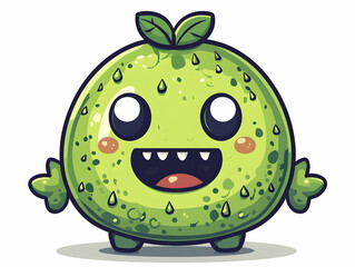 Obraz premium Illustration - Cute Green Monster Character, Happy, Smiling, Playful Design