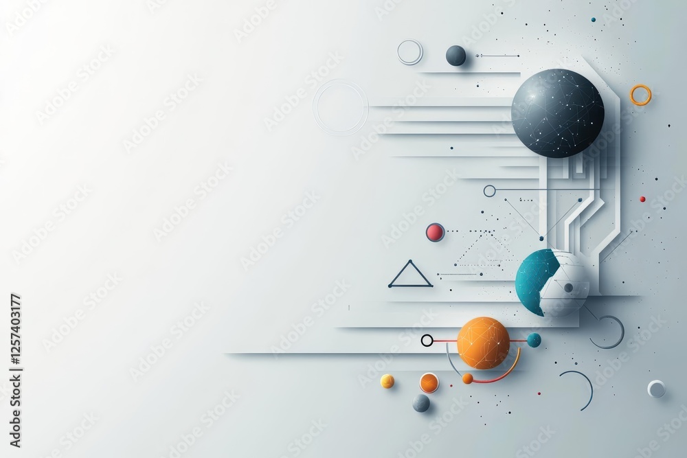 Poster abstract space background featuring geometric shapes and cosmic elements in vibrant colors