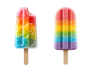 Frozen rainbow popsicle ice cream isolated png cutout on white background