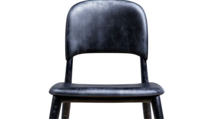 A sleek, modern black chair with a minimalist design on a transparent background. transparent background
