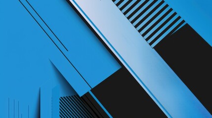 Obraz premium Abstract Shapes and Lines on a Blue Background for Design, Banner Template. White Space in the Center for Text, Simple Modern Wallpaper with Copy Space for Stylish Visuals.