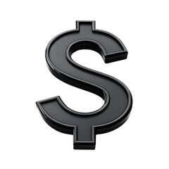 a 3d icon for money with matte finish in black, isolated on transparent background