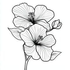 Fototapeta premium Flower Line Art Simple Coloring Book Page Illustration