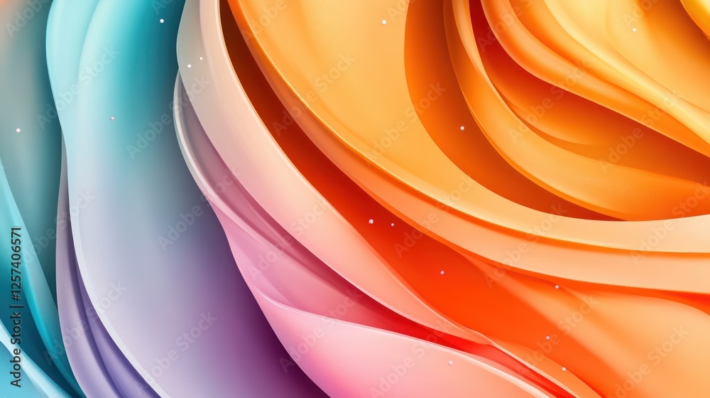 Poster Colorful Smooth Abstract Waves Flowing Together in a Vibrant Artistic Pattern