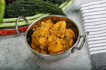 Spicy chicken masala in the bowl