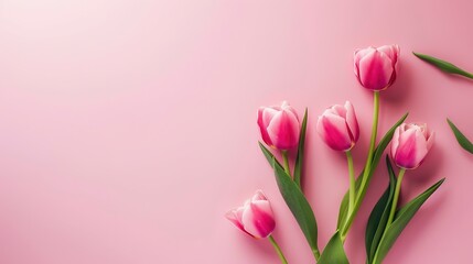 Fototapeta premium Women's Day Plain Background: On the Simple Canvas, Female Radiance Blooms