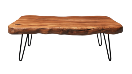Rustic wooden coffee table with stylish legs, perfect for modern home decor aesthetics. transparent background