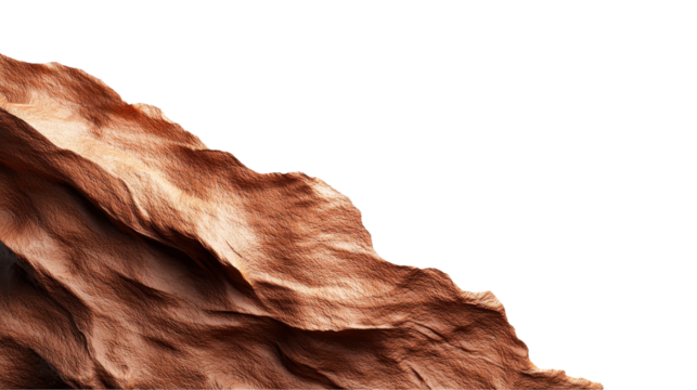 Solid rock formation showcasing layered textures and earthy colors in nature. transparent background