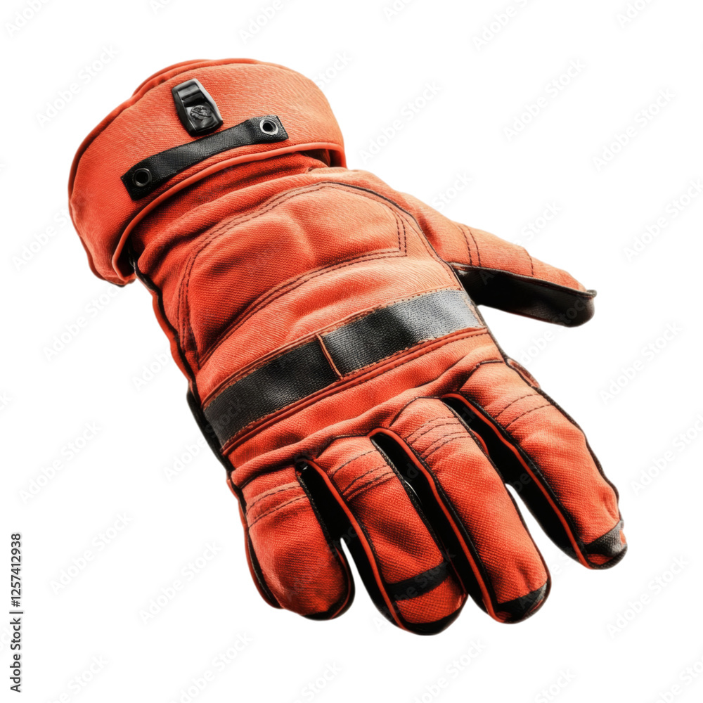 Poster realistic high-quality isolated object of a pair of fire-resistant gloves with reinforced padding, p