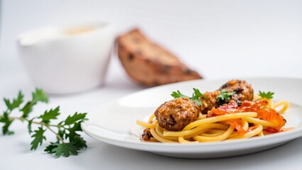 Delicious Spaghetti with Meatballs and Tomato Sauce - Gourmet Italian Food