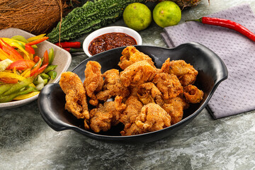 Golden crispy Breaded calamari snack