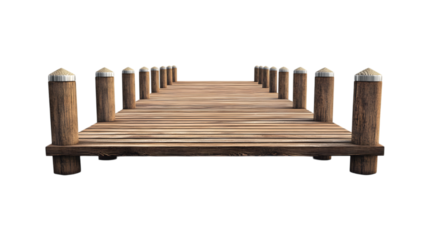 Beautiful Wooden Pier, Isolated on White Background