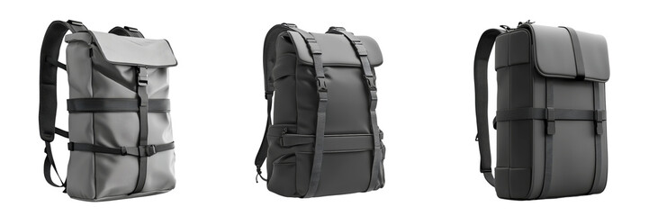 Naklejka premium Minimalist design foldable travel backpack in monochrome colors