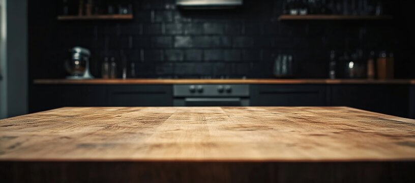 Modern Kitchen: Wooden Countertop, Dark Cabinets, and Brick Backsplash Design Ideas