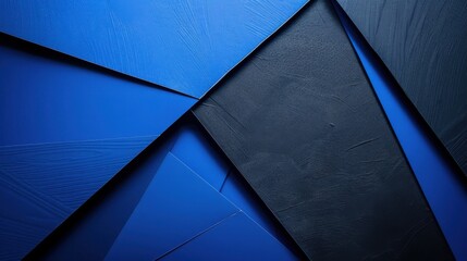 Photo of Blue Background with Abstract Triangles and Rectangles for Design, Featuring White Space in the Center for Text. Ideal for Banner Templates and Digital Projects. Minimalist Wallpaper.