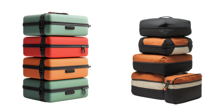 Stylish packing cubes in various colors, perfect for organized travel