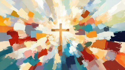 Radiant Cross Abstract Art.