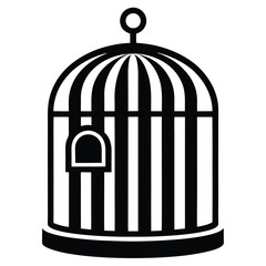 Empty bird cage silhouette icon vector illustration design on white background.
