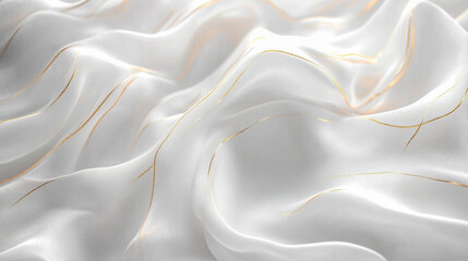 Obraz premium Biała tekstura fali, jedwabista i miękka, złote linie, tło dla projektu, tło generative ai