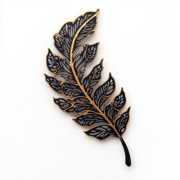 recommend clip art: Black gold feather art, white backdrop, design element