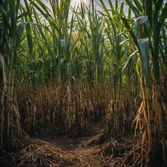Fototapeta premium Highlight the importance of sugarcane in tropical agriculture.