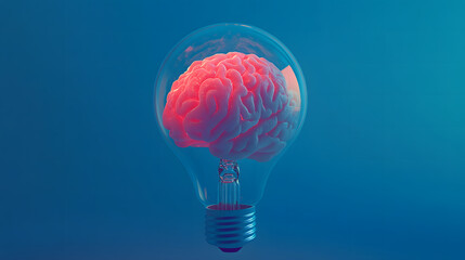 Illuminated Mind Human Brain Inside a Light Bulb