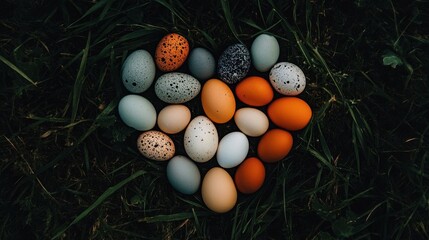 Colorful Eggs in Heart Shape.