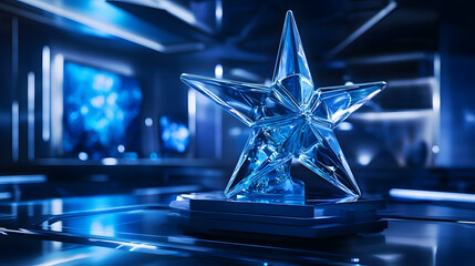 Futuristic Crystal Star Award on Sleek Modern Surface