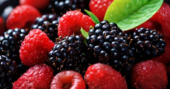 Fresh berries mix background. Ripe blackberries, raspberries. Diet, healthy nutrition concept.